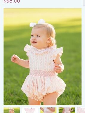Smockingbird Pink Vine Smocked Bubble